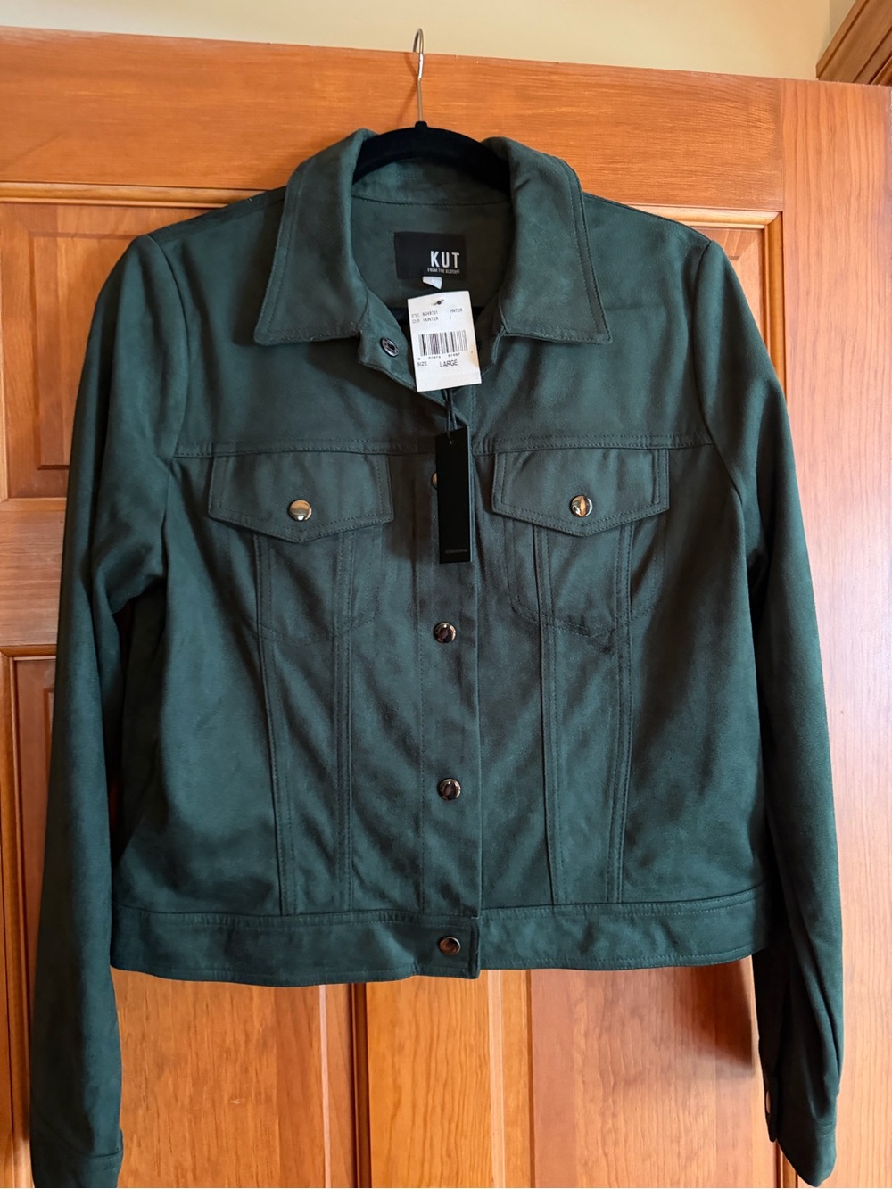 Kut from the Kloth Dark Green Suede Trucker Jacket